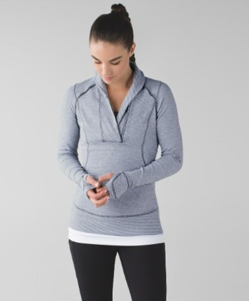 Lululemon Think Fast Pullover Gray White Stripe 8 Athletic